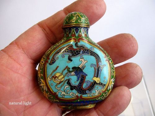 Chinese Cloisonné Snuff Bottle, Marked