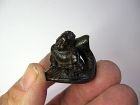 Japanese Wooden Netsuke of a Girl With a Large Fish by Itchiku