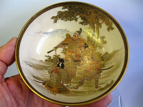 Japanese Satsuma Warrior Bowl by Senzan