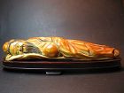 Chinese Carved Sleeping Man on Wooden Stand
