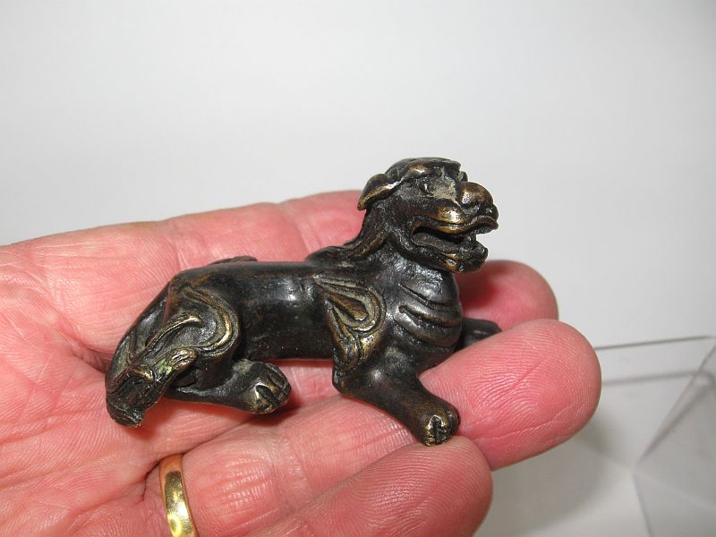 Chinese Ming Period Bronze Scroll Weight of a Mythical Lion