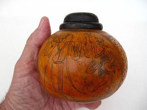 Chinese Carved Gourd Cricket Cage