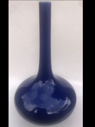 Chinese Porcelain Blue Monochrome Bottle Vase