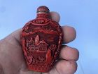 Chinese Hand-Carved Cinnabar Snuff Bottle