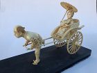 Japanese Carved Rickshaw, Passenger and Runner, Signed