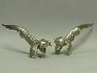 Pair German Silver Figural Pheasants  Circa. 1920
