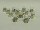 Set of 12 German Silver & Glass Cordials C. 1900