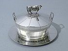 19th C. English Sterling Covered Butter Dish London1870