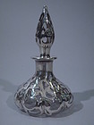 American Silver Overlay Glass Perfume Bottle C 1900