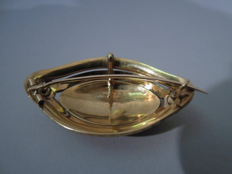 English Victorian Diamond, 18k Gold &amp; Enamel Eye Brooch