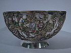 Japanese Enameled-Silver Bowl with Wisteria C 1880