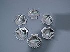 Set of 6 American Modern Sterling Silver Scallop Shell Nut Dishes
