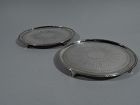 Pair of English Georgian Neoclassical Sterling Silver Salver Trays