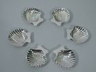 Set of 6 Tiffany Modern Sterling Silver Scallop Shell Nut Dishes