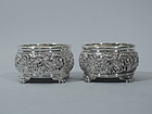 Sumptuous Sterling Silver Open Salts by Tiffany C 1883