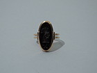 Antique 15K Gold Ring with Intaglio Agate C 1879