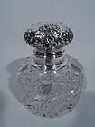 Antique Sterling Silver & Brilliant-Cut Glass Inkwell by Shiebler