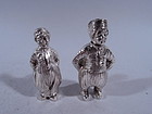 Pair of German Silver Country Children Salt & Pepper Shakers