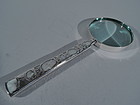 Antique American Mother of Pearl and Silver Overlay Magnifying Glass