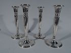 Set of 4 American Modern Sterling Silver Candlesticks by Tiffany