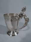 Early Gorham Classical Coin Silver Baby Cup with Figural Handle C 1860