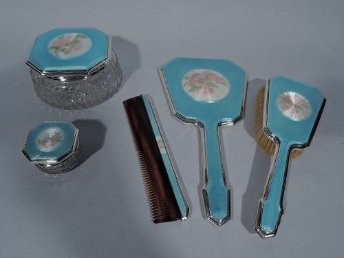 Enamel Silver Dresser Sets Offered By Nelson Nelson Antiques