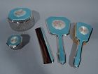 Pretty Antique Foster & Bailey Sterling Silver & Enamel Vanity Set