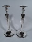 A Great Pair of Tall and Modern Sterling Silver Candlesticks