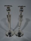 Pair of Pretty Antique American Sterling Silver Candlesticks