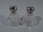 Pair of Pretty Antique English Sterling Silver & Glass Perfumes 1892