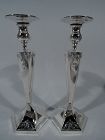 Pair of Antique American Edwardian Sterling Silver Candlesticks