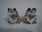 Novelty Shakers - Pair of English Sterling Silver Frog Salt & Pepper