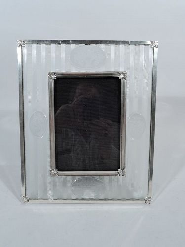 Antique Hawkes Edwardian Glass and Sterling Silver Picture Frame