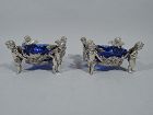Pair of Antique German Silver Rococo Cherub Sweet Meat Dishes