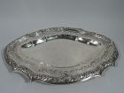 Antique Portuguese Silver Serving Tray with Beautiful Patina