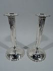 Pair of Tiffany Art Deco Sterling Silver Scalloped Candlesticks