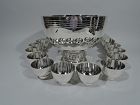 Exciting Tiffany Midcentury Modern Sterling Silver Punch Bowl & Cups