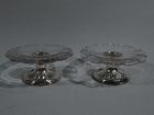 Pair of Antique Gorham Edwardian Sterling Silver & Crystal Compotes