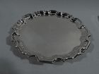Antique English Sterling Silver Salver Tray with Georgian Piecrust Rim