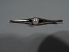 Cartier Art Deco Sterling Silver, 18k Gold & Pearl Bar Pin C 1925