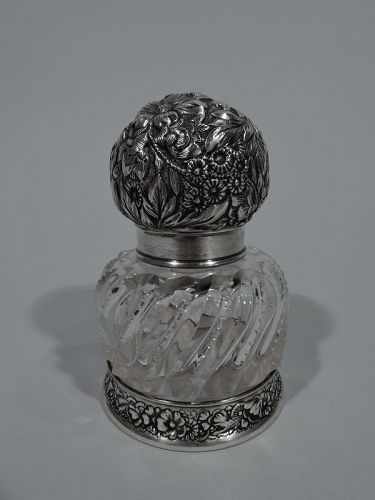 Antique Gorham Sterling Silver and Cut-Glass Inkwell 1889