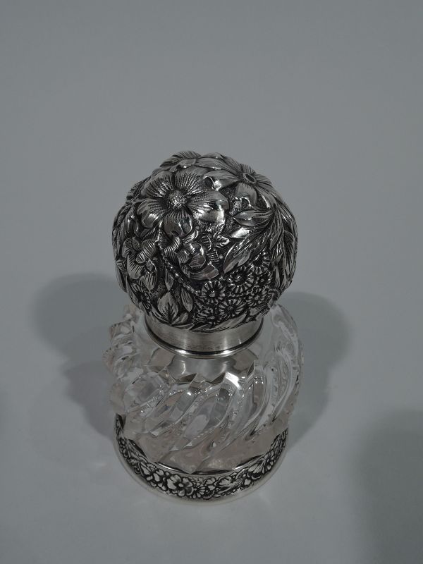 Antique Gorham Sterling Silver and Cut-Glass Inkwell 1889