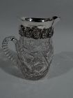 Antique Sterling Silver and Cut-Glass Water Pitcher by New York Maker