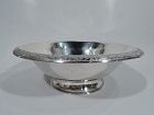 Antique Chinese Silver Bowl with Pretty Leaf Rim
