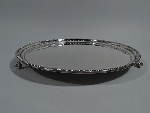 Antique English Neoclassical Sterling Silver Salver Tray 1899