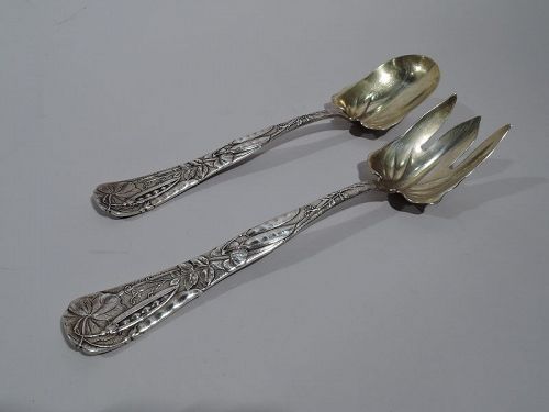 Tiffany Fruits & Flowers Sterling Silver Salad Pair with Peapod Motif