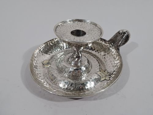 Tiffany Japonesque Applied Sterling Silver Chamberstick with Bugs