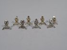 Set of 8 German Court & Country Sterling Silver Place Card Holders