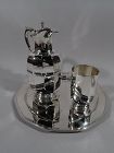 Tiffany American Art Deco Sterling Silver Water Carafe and Cup on Tray