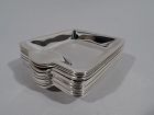 Set of 12 Tiffany American Modern Sterling Silver Ashtrays